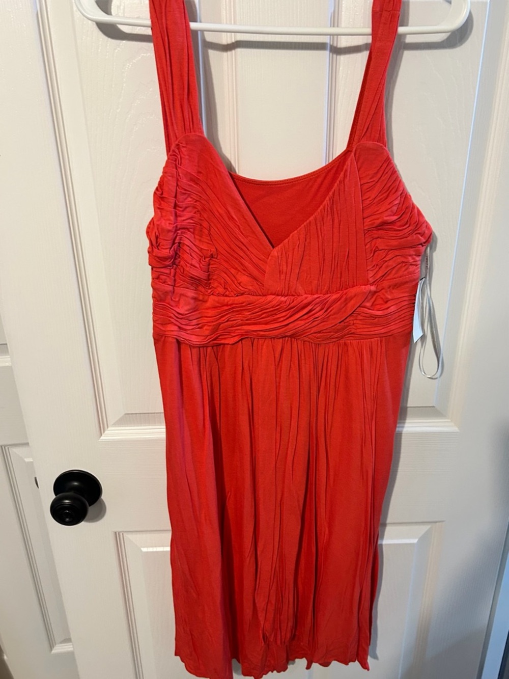 Coral Sleeveless Ruched Empire Waist Dress